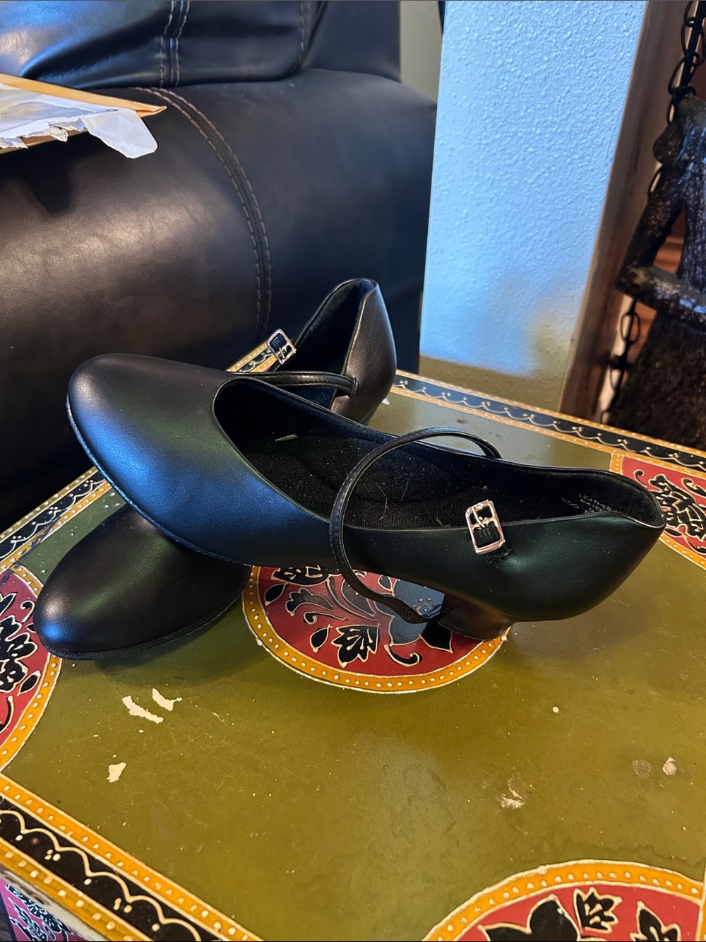Classic Black Dance Heels with Buckle Strap